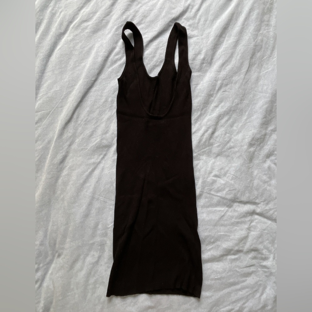 Low Back Black Sleeveless Ribbed Bershka Dress - Picture 3 of 7